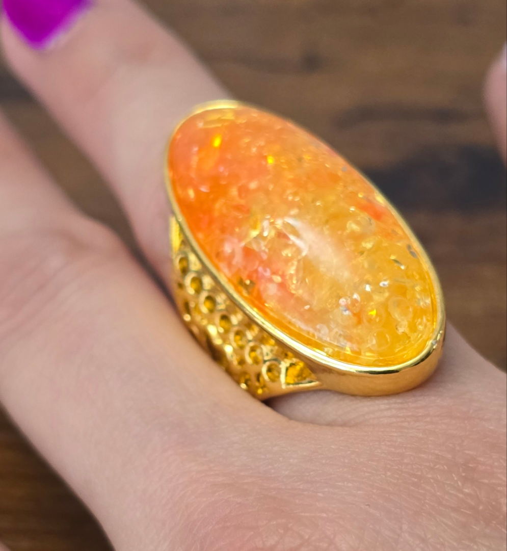 Orange Stone Statement Ring
