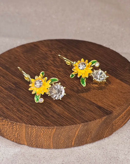 Elegant Yellow Flower Hook Earrings
