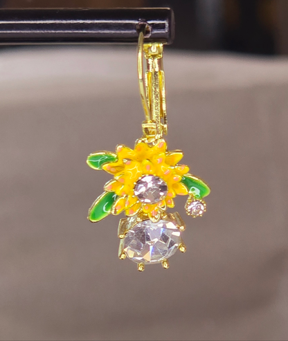 Elegant Yellow Flower Hook Earrings