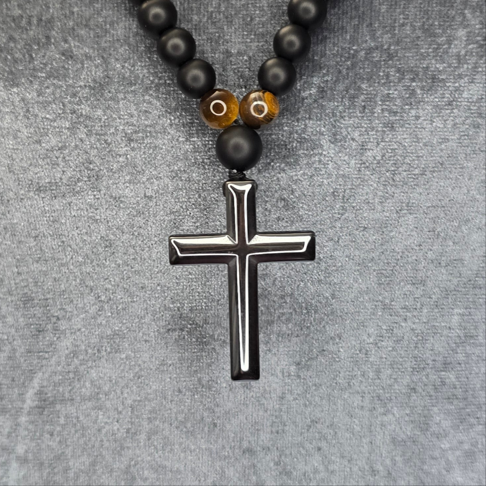 Gun Metal Cross Necklace