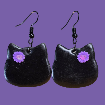 Kristyn Black Kitty Handmade Earrings