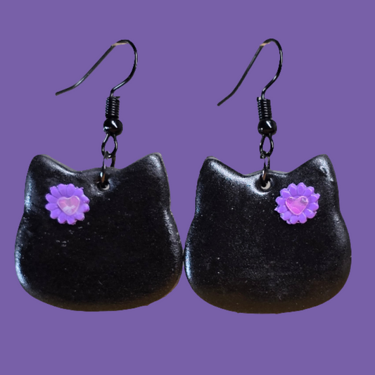 Kristyn Black Kitty Handmade Earrings