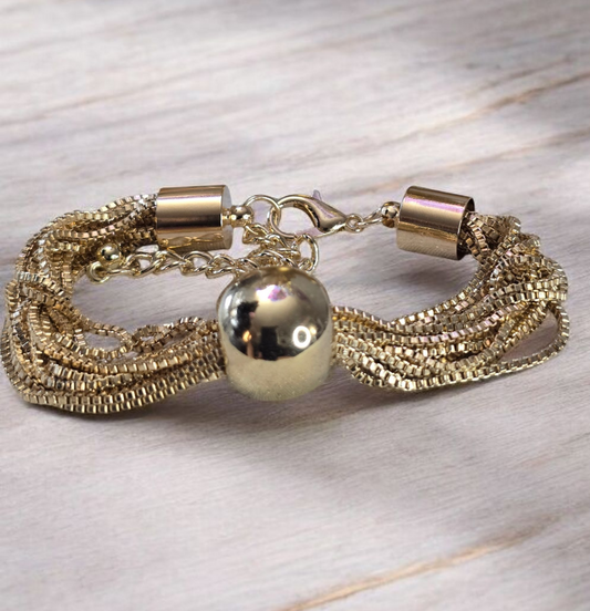 Chain Gold Bracelet with Ball accent
