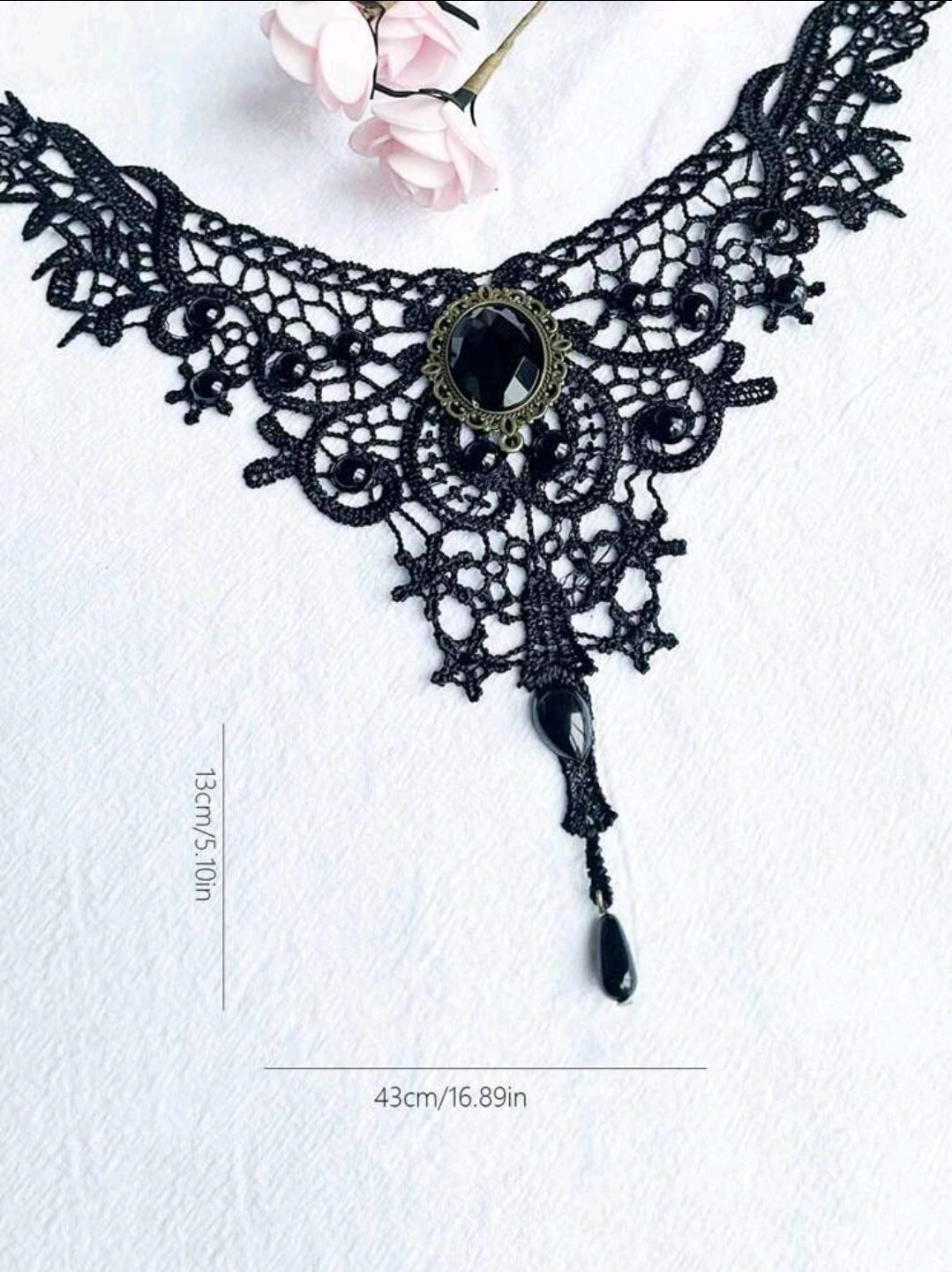 Black Lace Chocker with Black Pendant