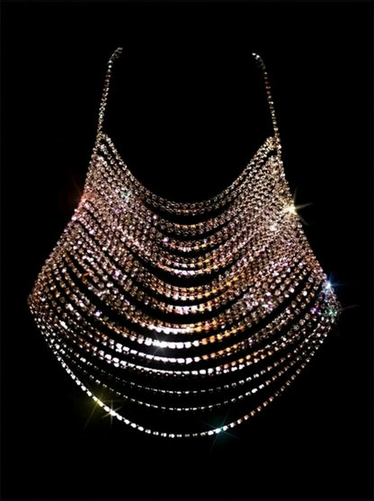 Gold Rhinestone Chest Bodychain