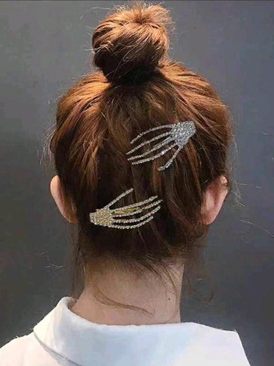 Silver Skeleton Hands Hair Clip Set of two