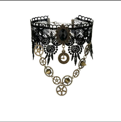 Steampunk Lace Choker with Pendant