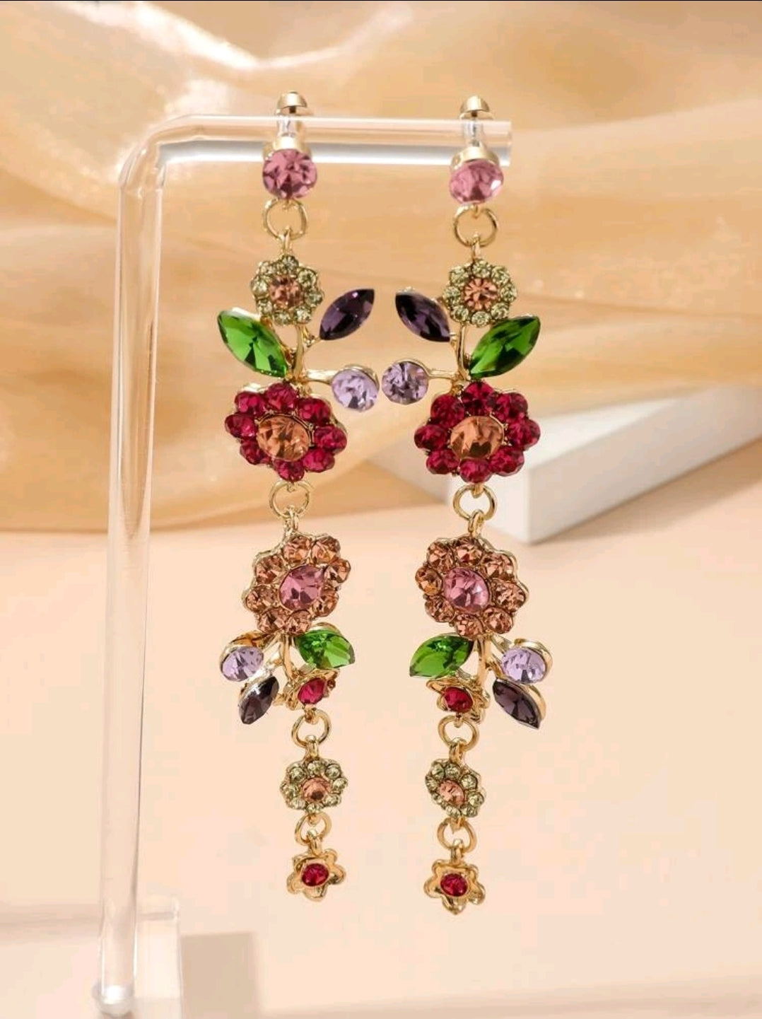 Flower Cascade Elegant Drop Earrings