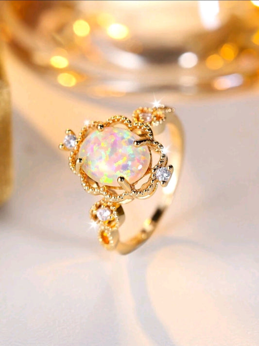Iridescent Stone Princess Ring