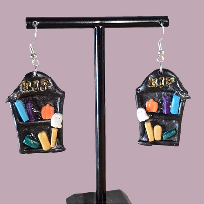 R.I.P Book Shelf Handmade Earrings