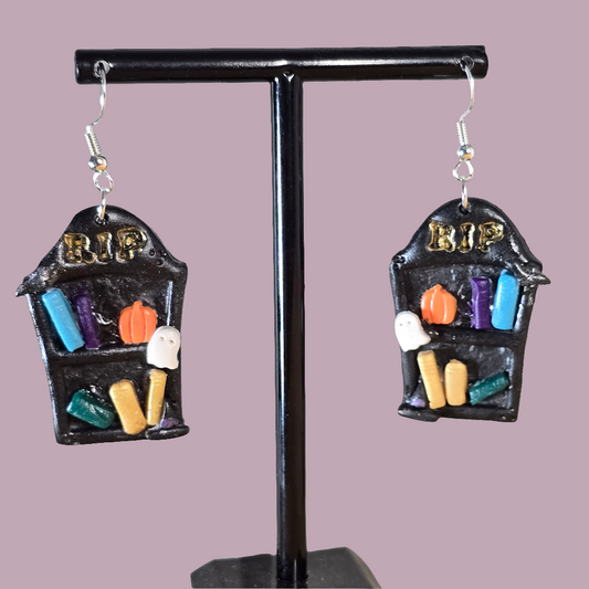 R.I.P Book Shelf Handmade Earrings