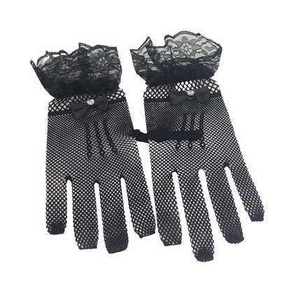 Mesh and Lace Gloves with Bow accent