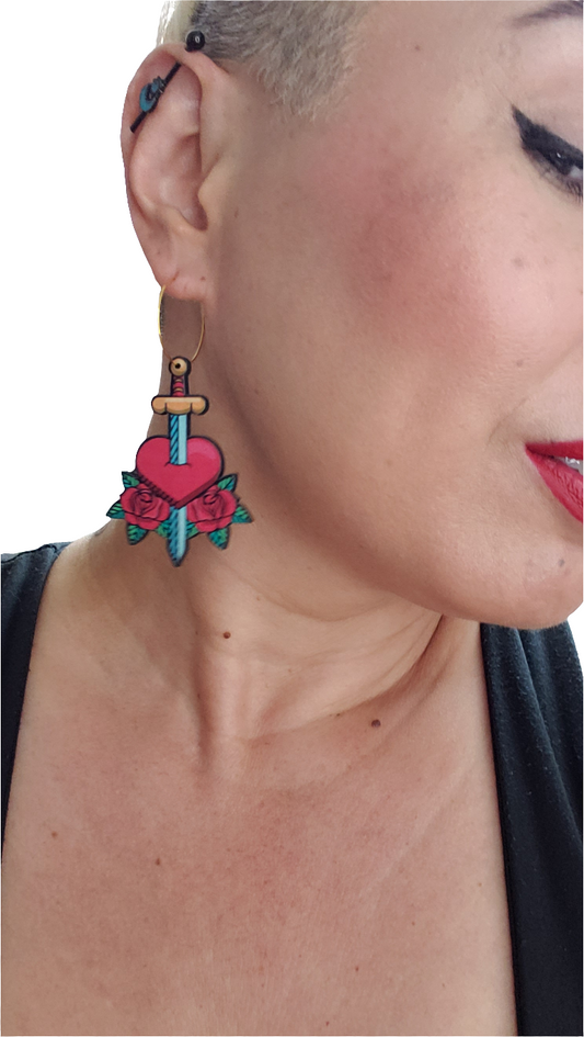 El Corazón Wood Heart Shaped Earrings