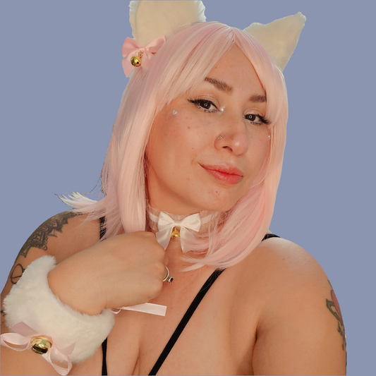 Kitten Ears, Wristcuffs, and Choker with Bells Costume Set