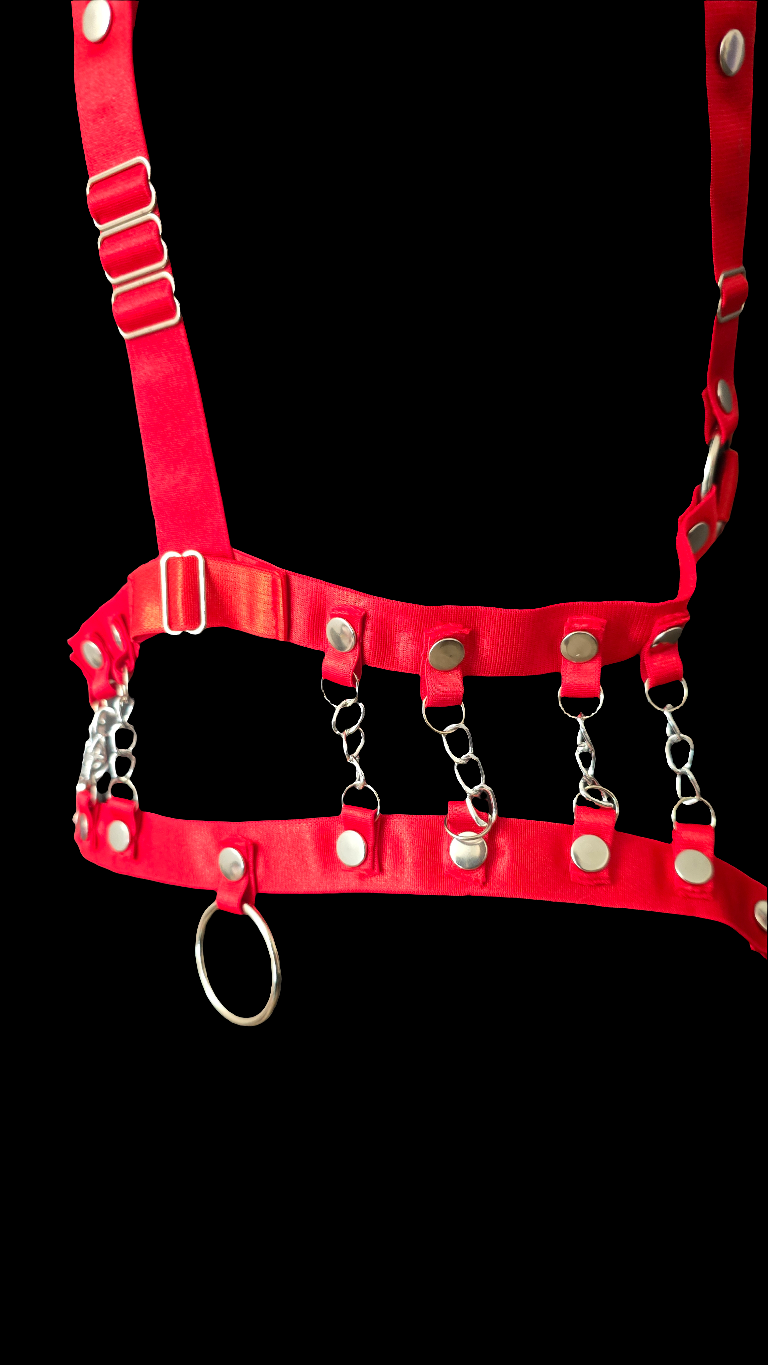 Plus Size Red Imitation Leather Chest Harness Size 2XL