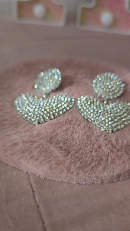 Elegant Sparkling Heart Pendant Earrings
