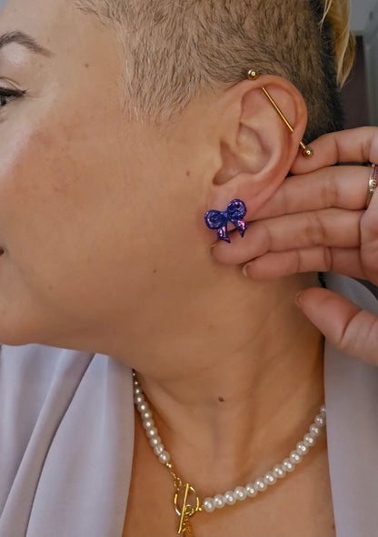 Handmade Bow Earring Studs