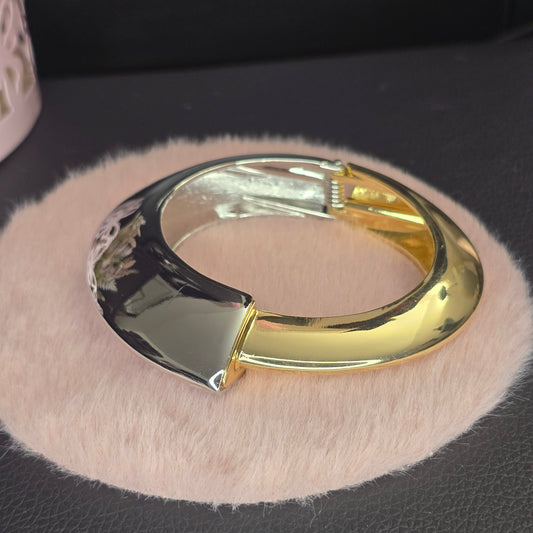 Gold and Silver Statement Bangle Bracelet