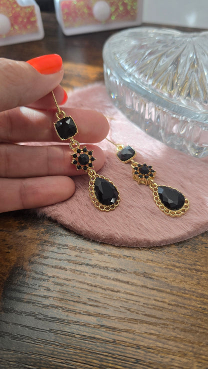 Black Sophie Dangle Earrings