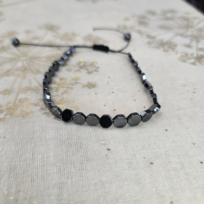 Black Onyx Bead Adjustable Bracelet