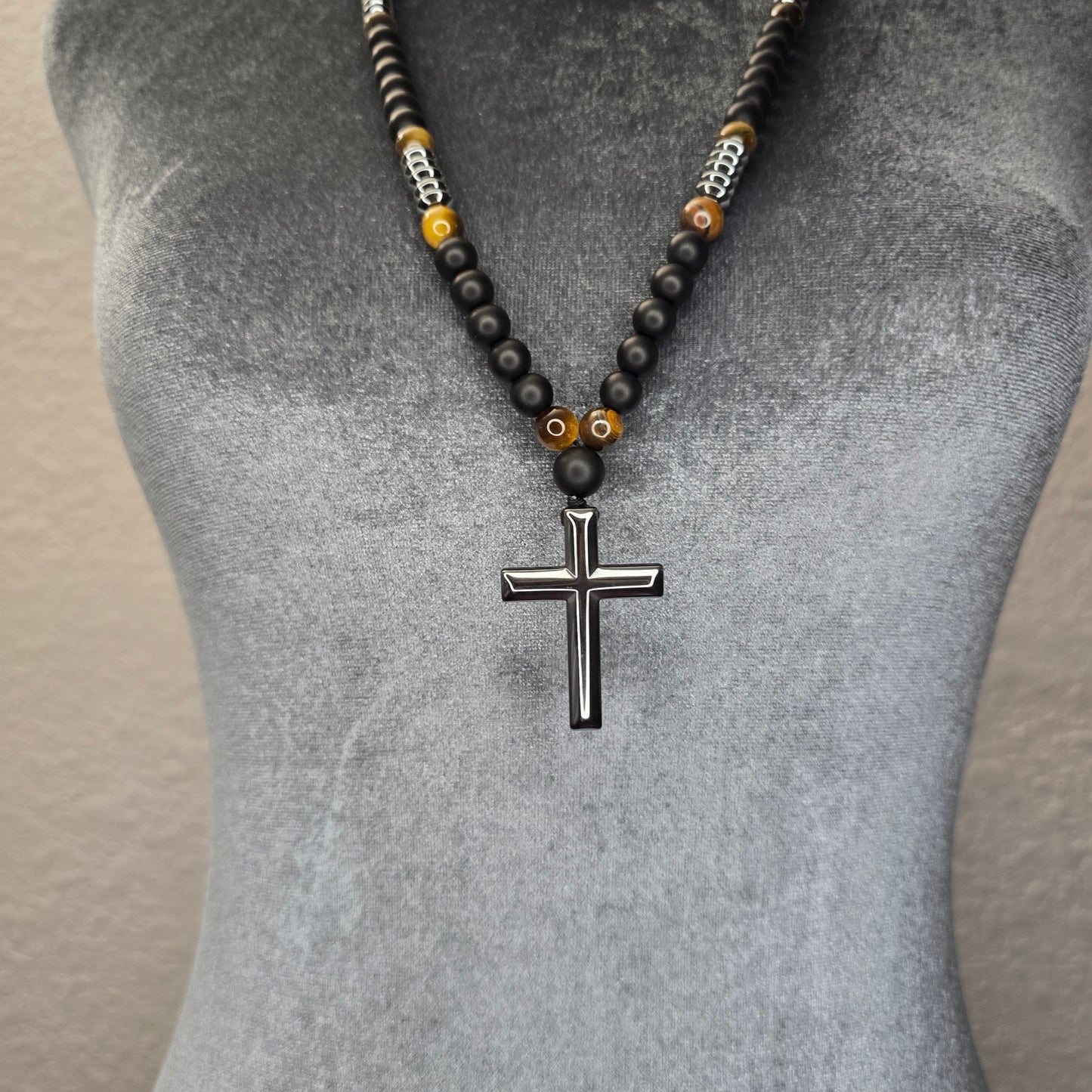 Gun Metal Cross Necklace