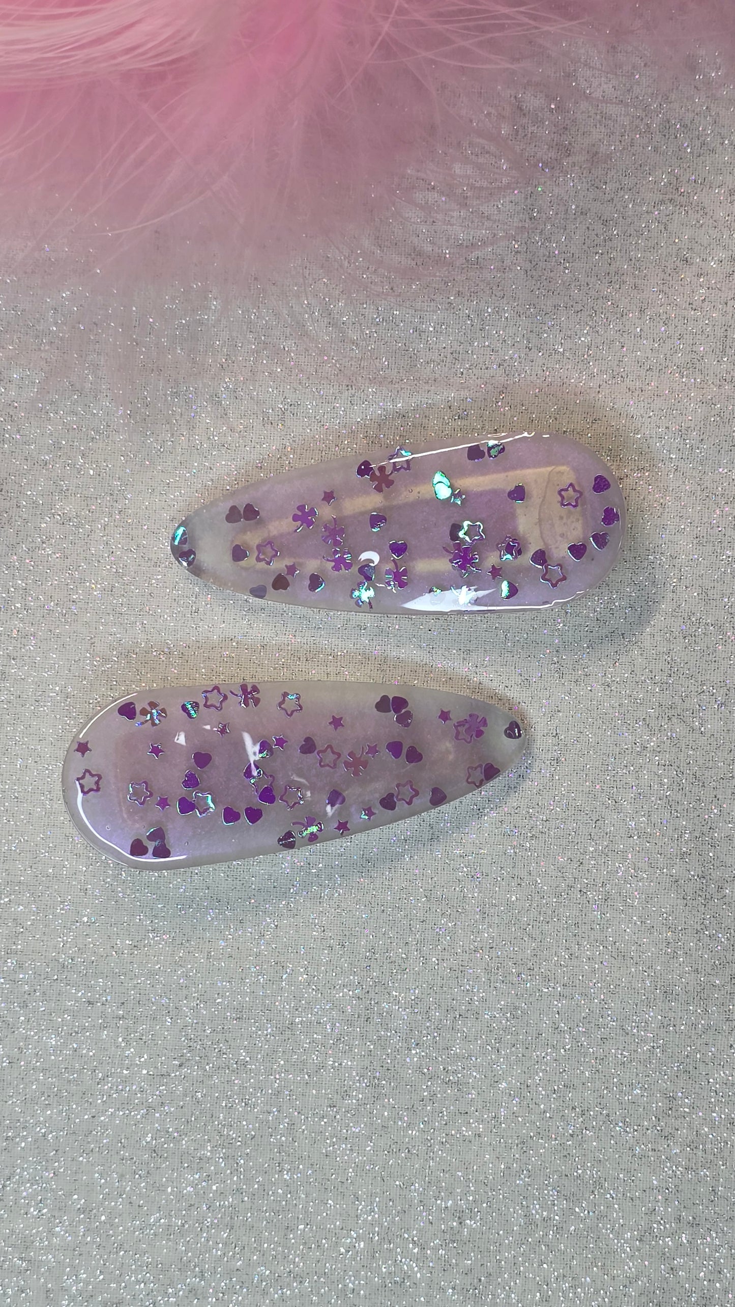 Iridescent Glitter Hairclips 1 pair