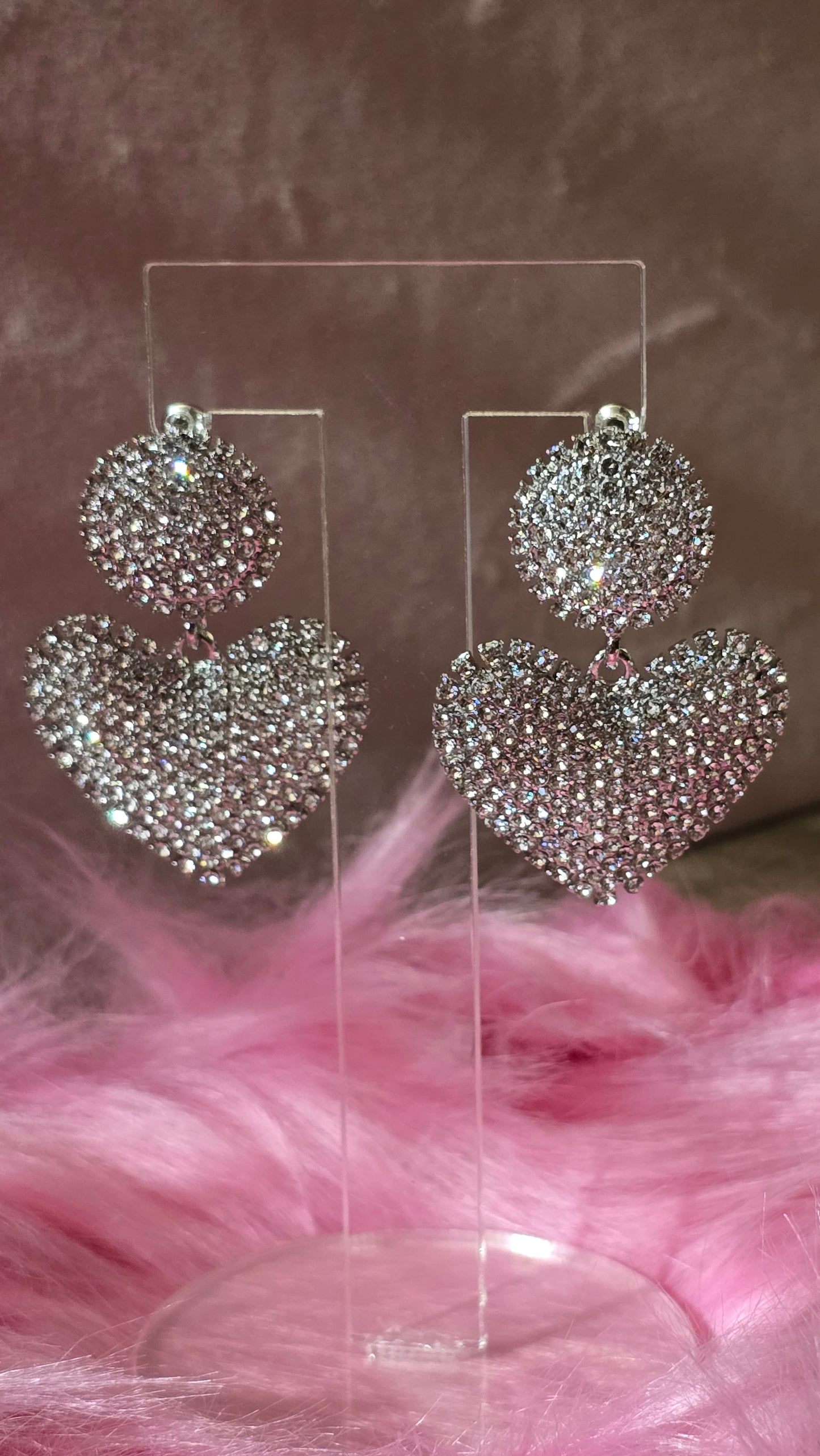 Elegant Sparkling Heart Pendant Earrings