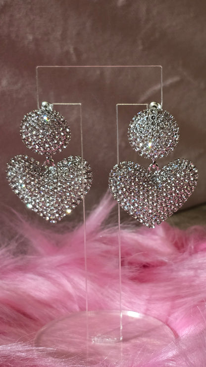 Elegant Sparkling Heart Pendant Earrings