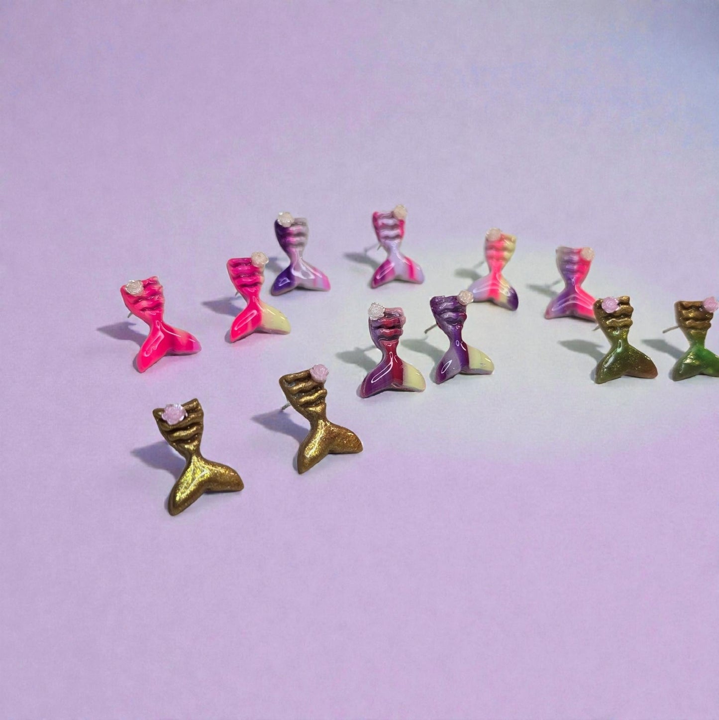 Mermaid and Shell Studs 2 pairs