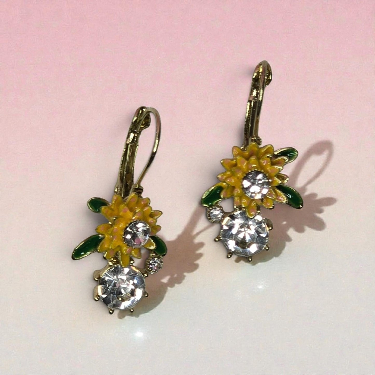 Elegant Yellow Flower Hook Earrings