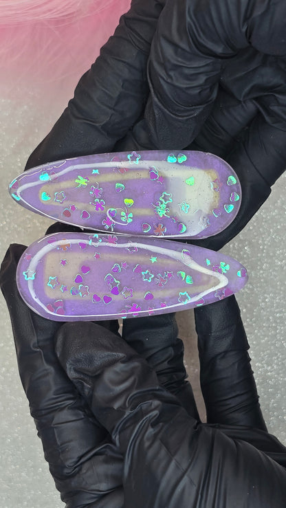 Iridescent Glitter Hairclips 1 pair