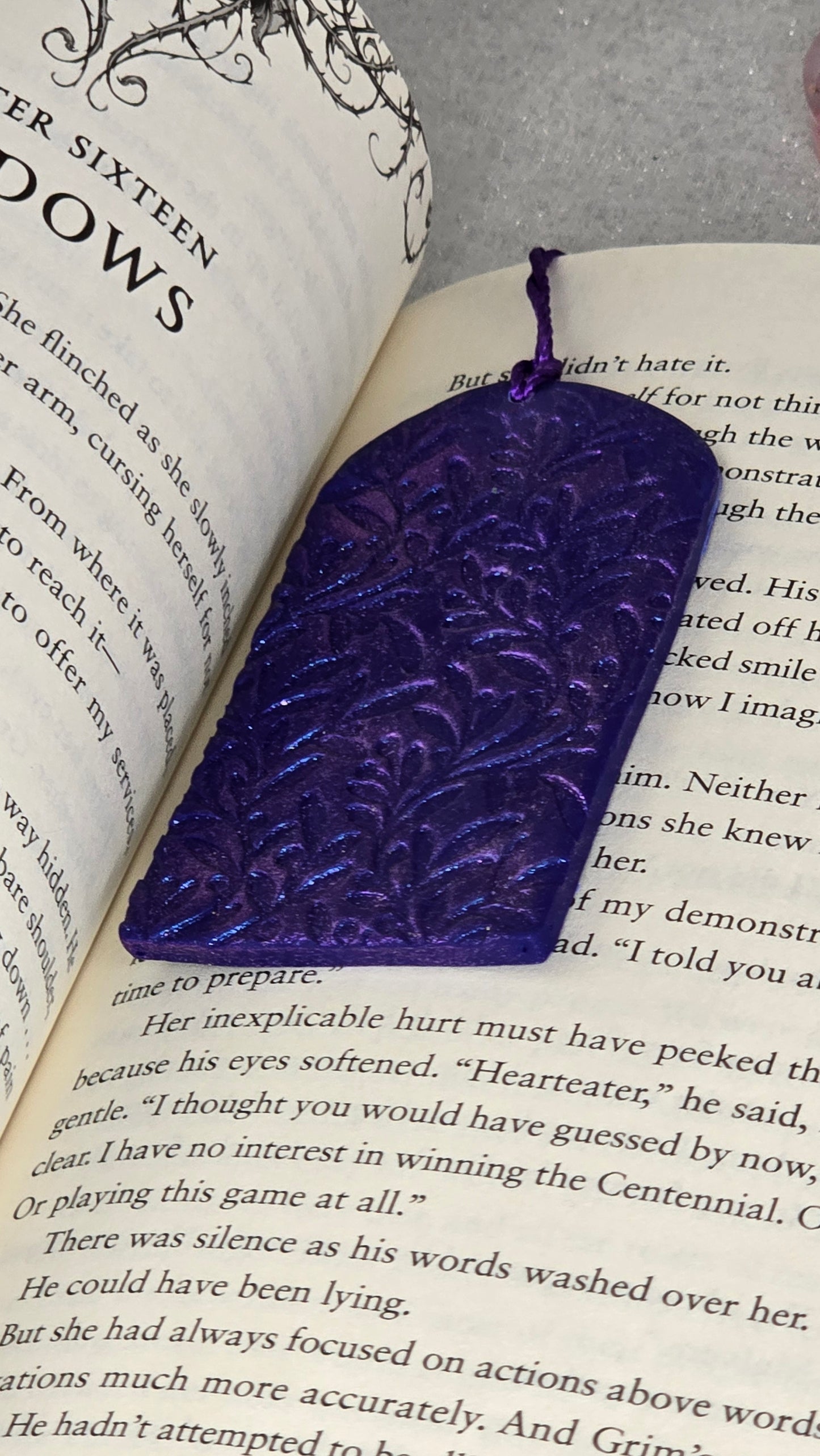 Handmade Purple Iridescent Polymer Clay Bookmark