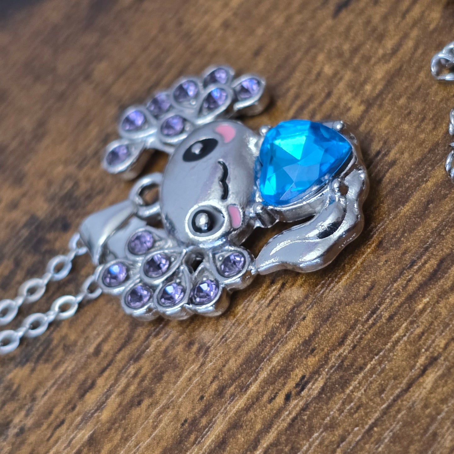 Blue Gem Axolotl Pendant Necklace