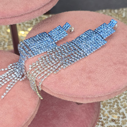Blue Cascading Shimmer Drop Earrings