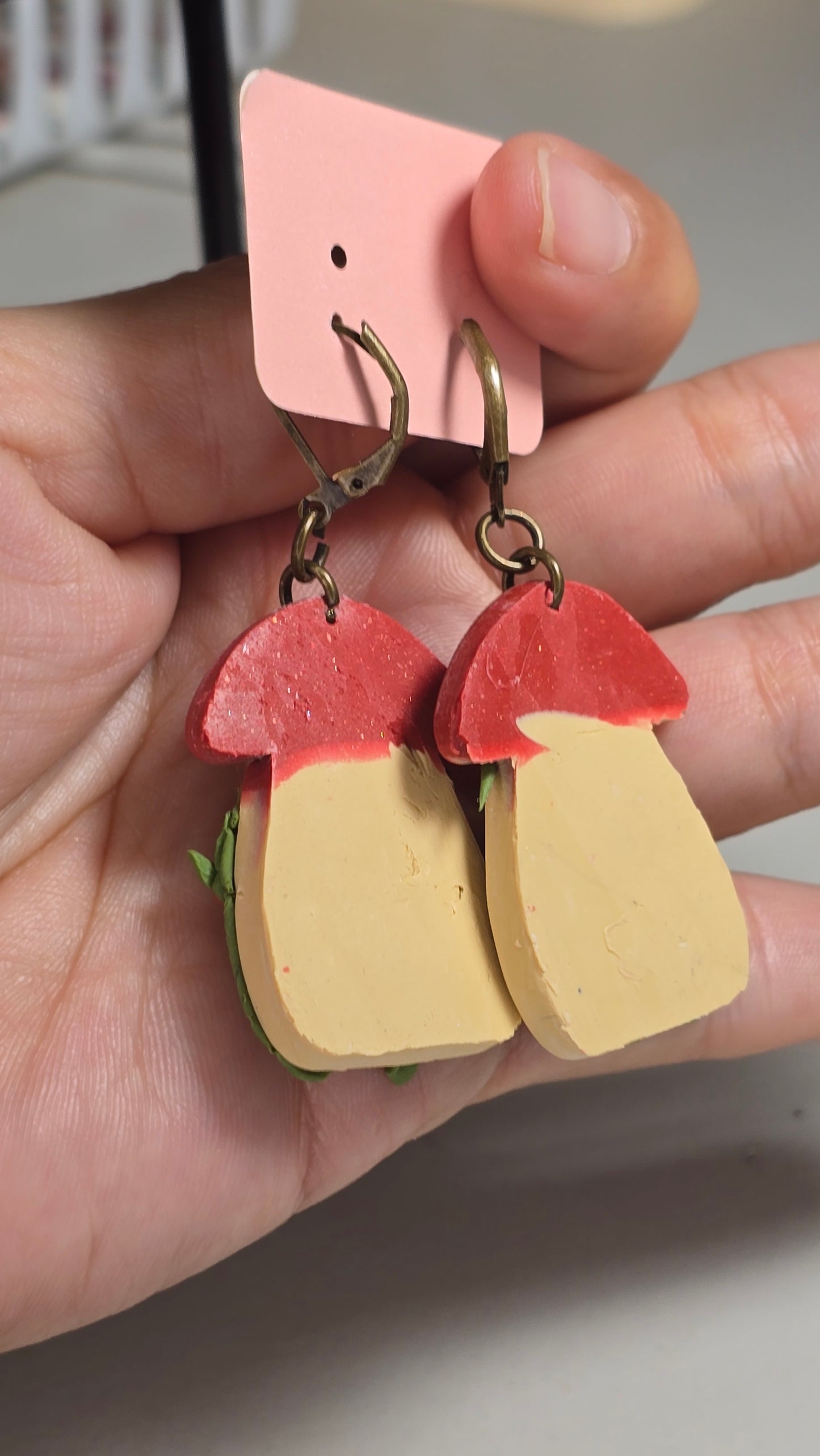 Handmade Mushroom Bookshelf Earrings