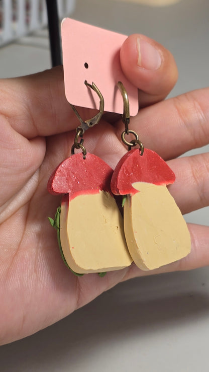 Handmade Mushroom Bookshelf Earrings
