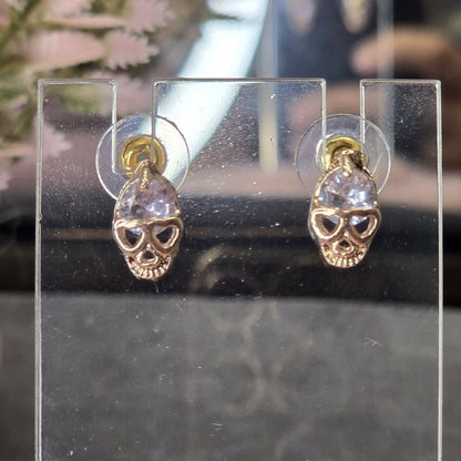 Rhinestone Skull Stud Earrings