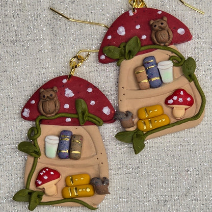 Mushroom Bookshelf Earrings