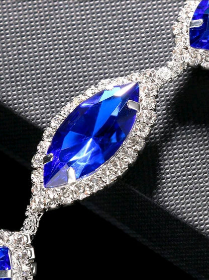 Blue Rhinestone Chest Bodychain