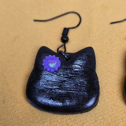 Kristyn Black Kitty Handmade Earrings