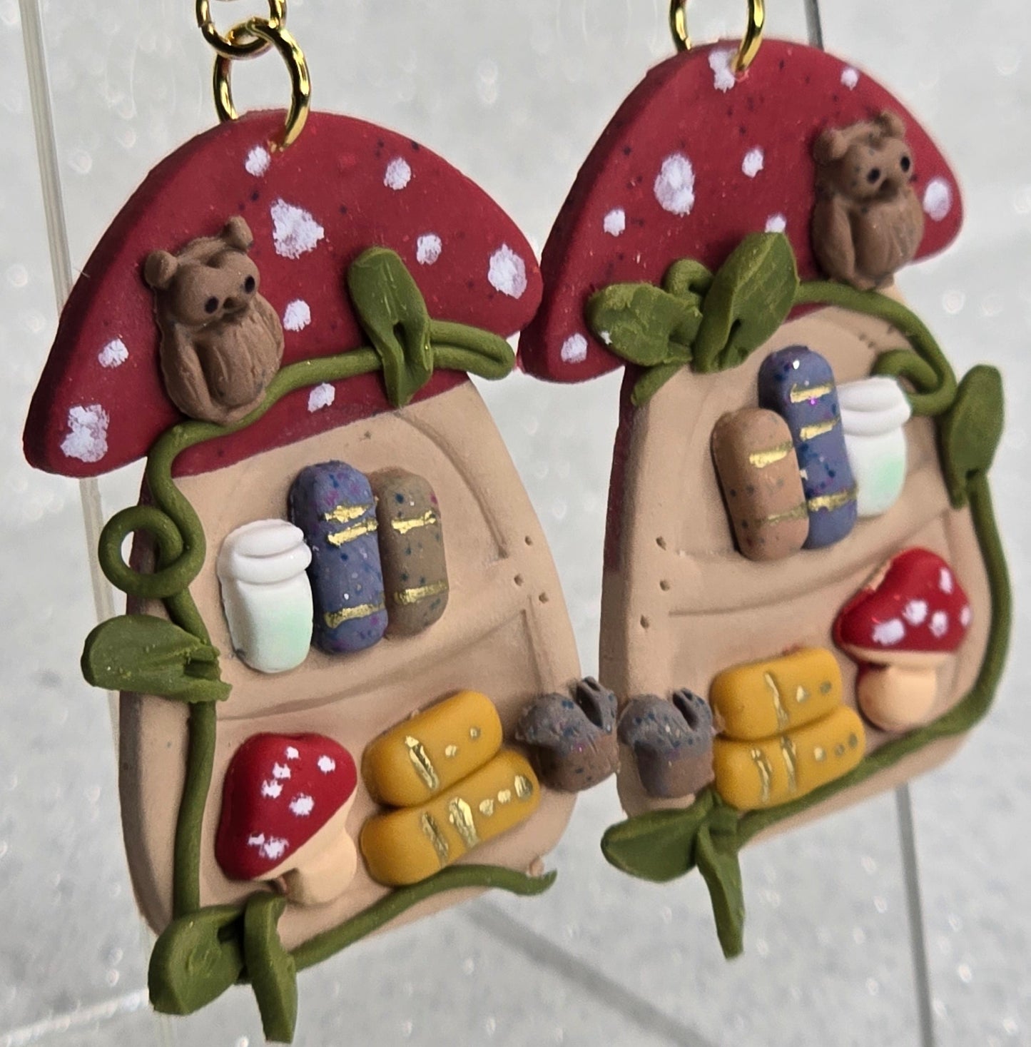Mushroom Bookshelf Earrings