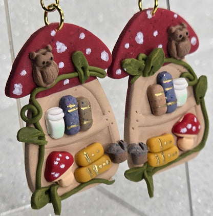 Mushroom Bookshelf Earrings