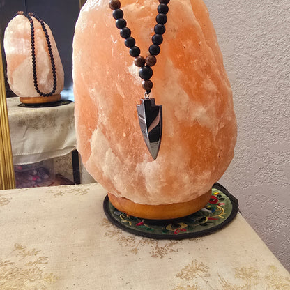Tribal Gunmetal Pendant Unisex Bead Necklace