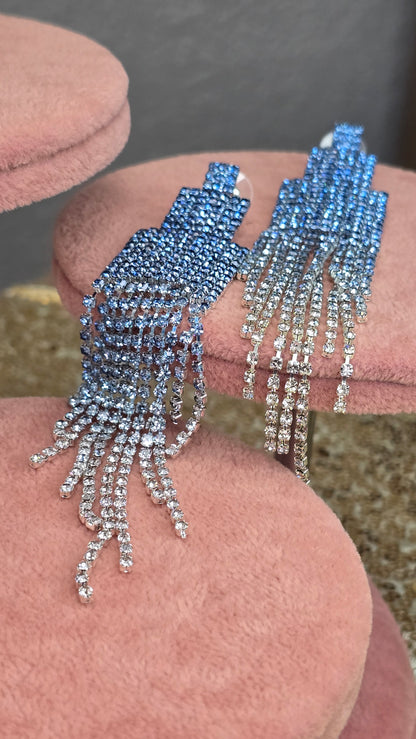 Blue Cascading Shimmer Drop Earrings