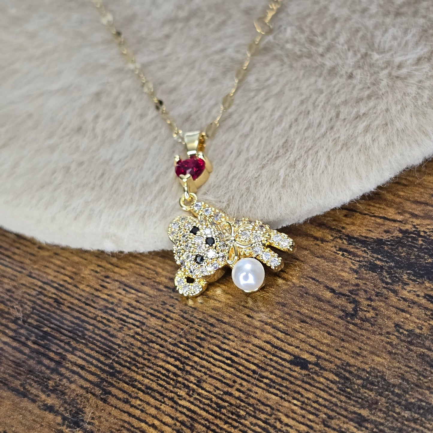 Stainless steel Teddy Bear Pendant Necklace