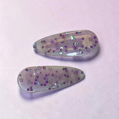 Iridescent Glitter Hairclips 1 pair