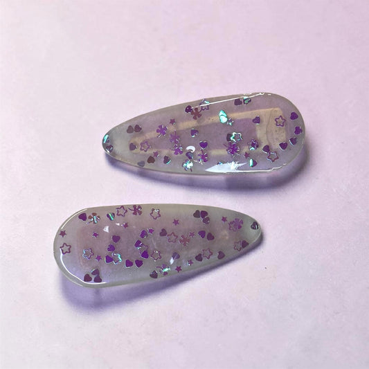 Iridescent Glitter Hairclips 1 pair