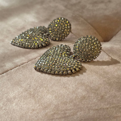 Elegant Sparkling Heart Pendant Earrings