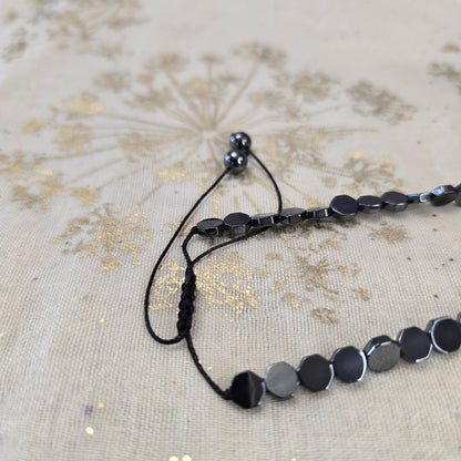 Black Onyx Bead Adjustable Bracelet