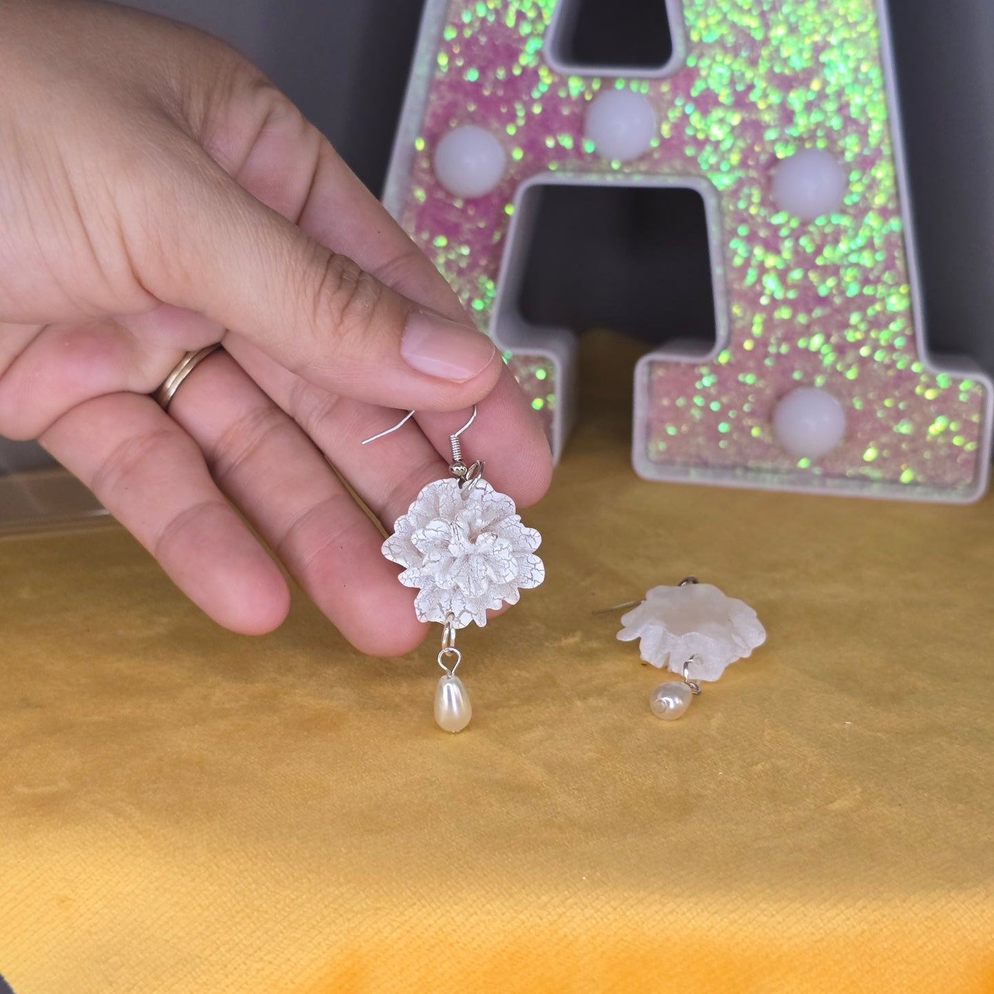 Handmade Elegant White Dangles